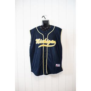 Vintage 90s Michigan Wolverines Jersey Navy Yellow Sleeveless Urban Hip Hop XXL